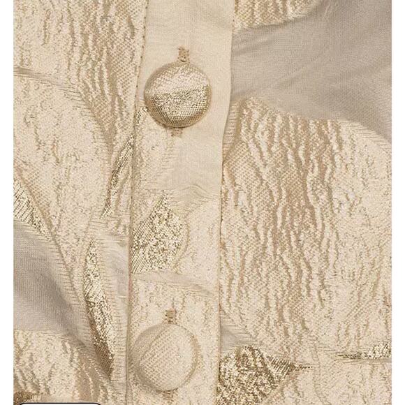 ALEX Evenings Jacquard Gold Mother Of The Bride Dress Gown Point Collar 14 16 - Picture 2 of 16